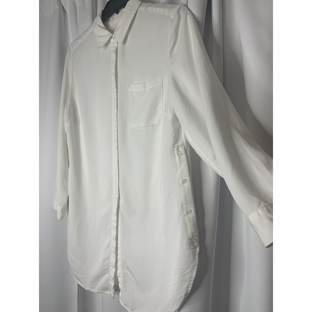 Chico’s Soft White Button Up Blouse top long sleeve sz 3 XL 16 18